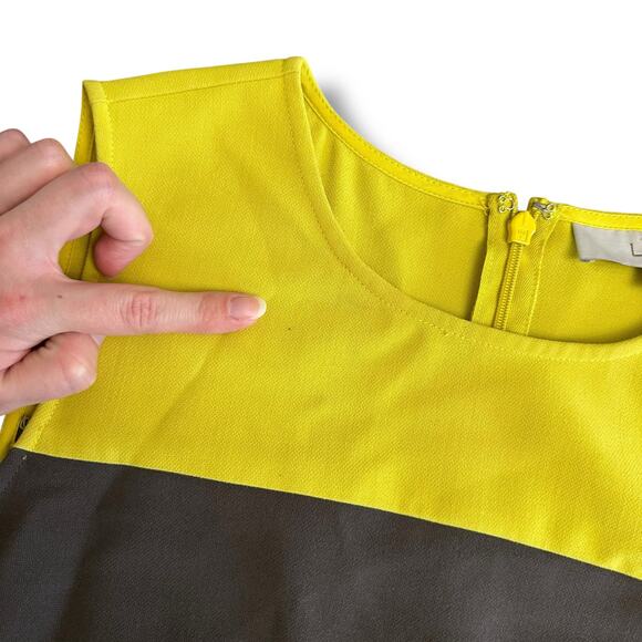 LOFT‎ Women’s Size 6 Colorblock Shift Dress Yellow Gray Black Sleeveless Career - Picture 4 of 8